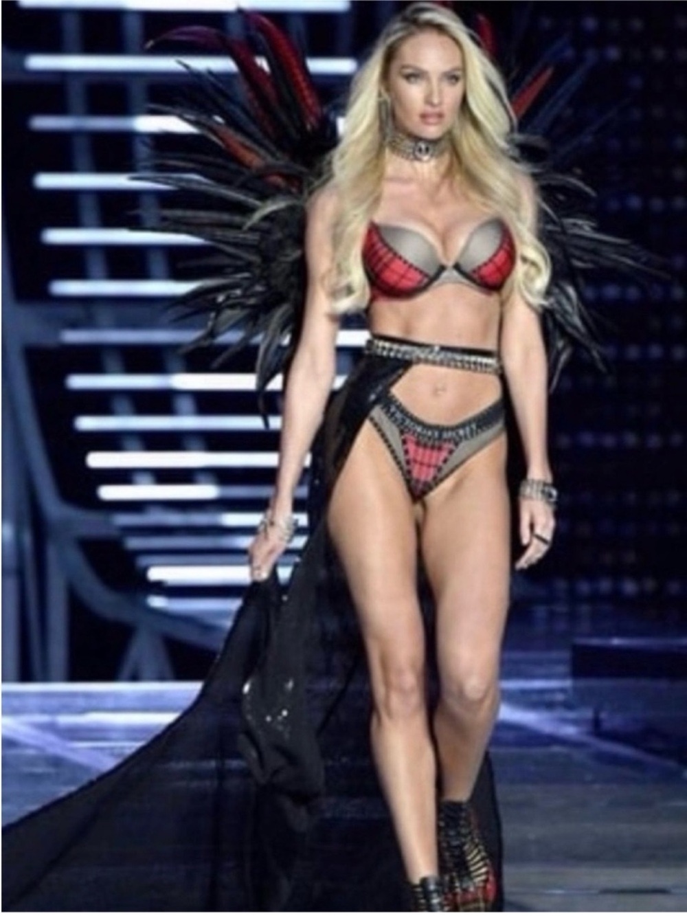 VS Balmain PushUp Bra in Plaid/ Fishnet
